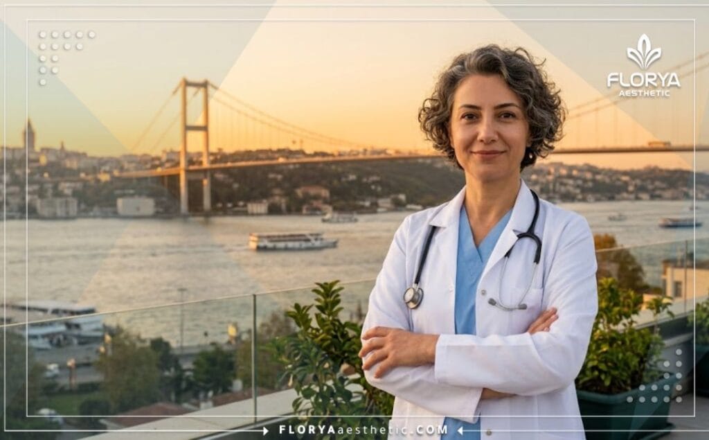 Chirurgien esthétique spécialisé accueillant les patients à Istanbul devant le Bosphore
