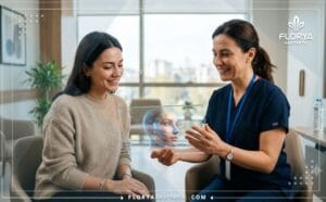 طبيب محترف يشرح خطة تجميل الأنف بالخيوط في تركيا باستخدام تقنيات رقمية حديثة.