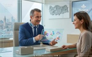 Doctor explaining Ultrasonic Rhinoplasty Cost in Turkey using advanced digital planning