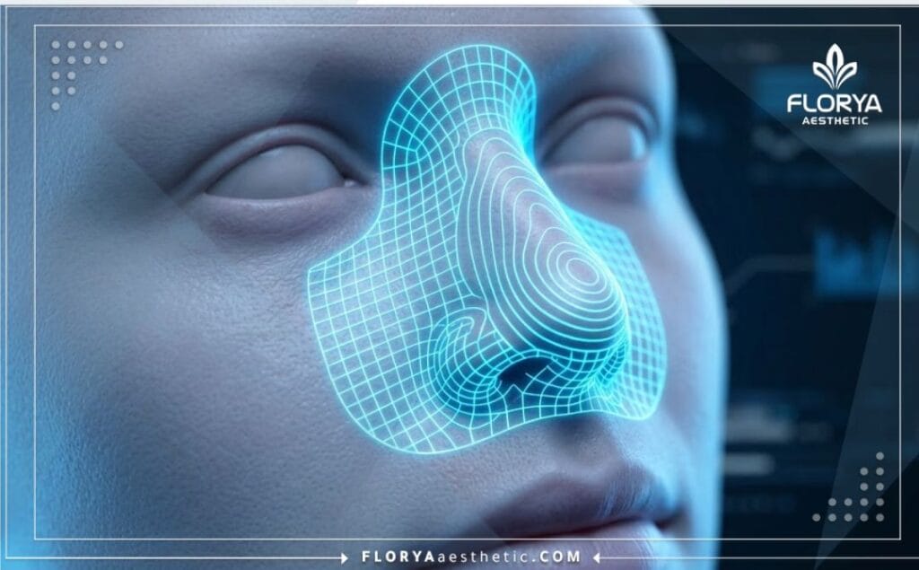 High-tech 3D digital surface scan focusing on the nasal anatomy for precision sculpting