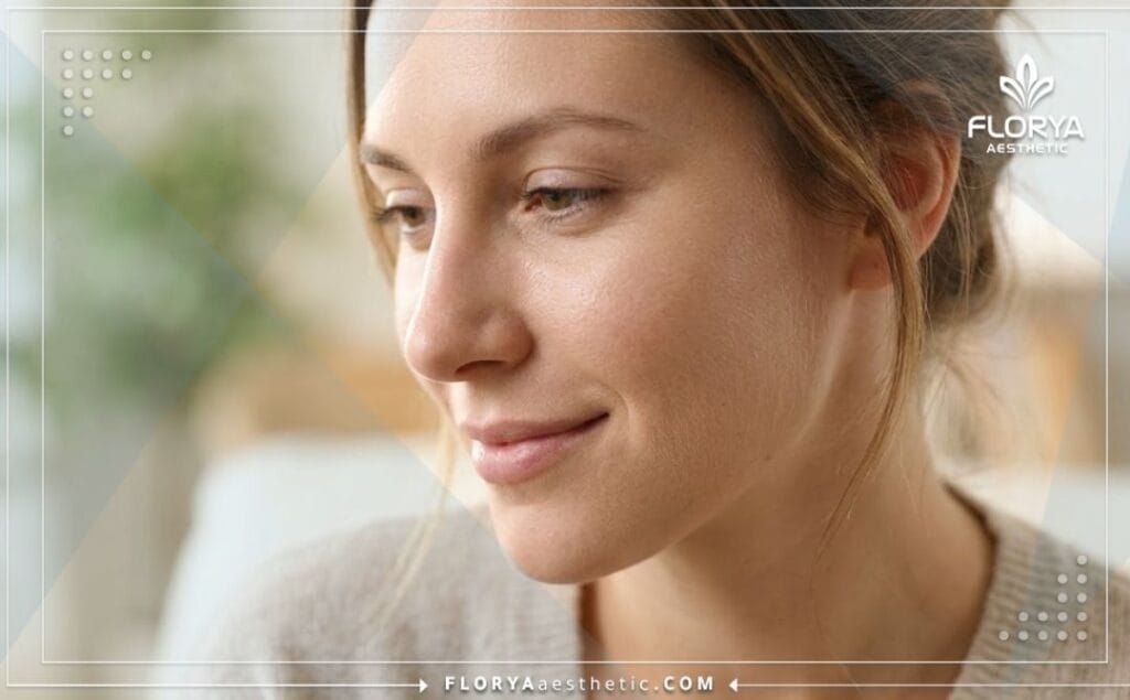 Close-up showing the flawless and natural aesthetic result of a nose reshaping procedure